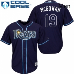 Mens Majestic Tampa Bay Rays 19 Dustin McGowan Replica Navy Blue Alternate Cool Base MLB Jersey 