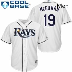 Mens Majestic Tampa Bay Rays 19 Dustin McGowan Replica White Home Cool Base MLB Jersey 