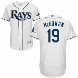 Mens Majestic Tampa Bay Rays 19 Dustin McGowan White Home Flex Base Authentic Collection MLB Jersey