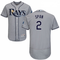Mens Majestic Tampa Bay Rays 2 Denard Span Grey Road Flex Base Authentic Collection MLB Jersey