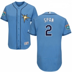 Mens Majestic Tampa Bay Rays 2 Denard Span Light Blue Flexbase Authentic Collection MLB Jersey