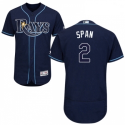 Mens Majestic Tampa Bay Rays 2 Denard Span Navy Blue Alternate Flex Base Authentic Collection MLB Jersey