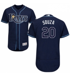 Mens Majestic Tampa Bay Rays 20 Steven Souza Navy Blue Alternate Flex Base Authentic Collection MLB Jersey 