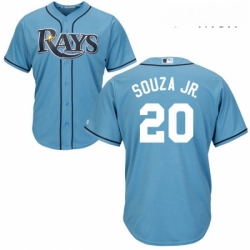 Mens Majestic Tampa Bay Rays 20 Steven Souza Replica Light Blue Alternate 2 Cool Base MLB Jersey