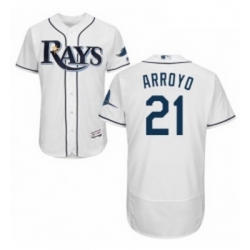 Mens Majestic Tampa Bay Rays 21 Christian Arroyo Home White Home Flex Base Authentic Collection MLB Jersey 