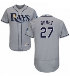 Mens Majestic Tampa Bay Rays 27 Carlos Gomez Grey Road Flex Base Authentic Collection MLB Jersey