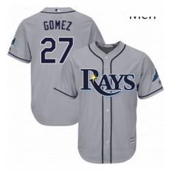 Mens Majestic Tampa Bay Rays 27 Carlos Gomez Replica Grey Road Cool Base MLB Jersey 