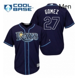 Mens Majestic Tampa Bay Rays 27 Carlos Gomez Replica Navy Blue Alternate Cool Base MLB Jersey 
