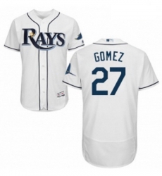 Mens Majestic Tampa Bay Rays 27 Carlos Gomez White Home Flex Base Authentic Collection MLB Jersey
