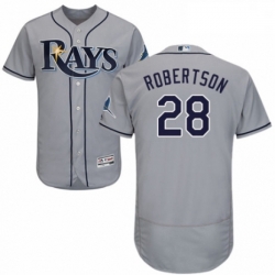 Mens Majestic Tampa Bay Rays 28 Daniel Robertson Grey Road Flex Base Authentic Collection MLB Jersey