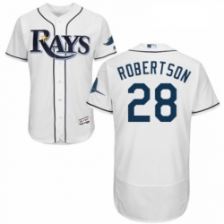 Mens Majestic Tampa Bay Rays 28 Daniel Robertson Home White Home Flex Base Authentic Collection MLB Jersey 