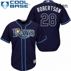 Mens Majestic Tampa Bay Rays 28 Daniel Robertson Replica Navy Blue Alternate Cool Base MLB Jersey 