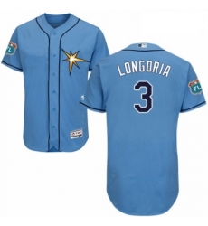 Mens Majestic Tampa Bay Rays 3 Evan Longoria Light Blue Flexbase Authentic Collection MLB Jersey