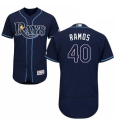 Mens Majestic Tampa Bay Rays 40 Wilson Ramos Navy Blue Flexbase Authentic Collection MLB Jersey