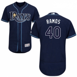 Mens Majestic Tampa Bay Rays 40 Wilson Ramos Navy Blue Flexbase Authentic Collection MLB Jersey