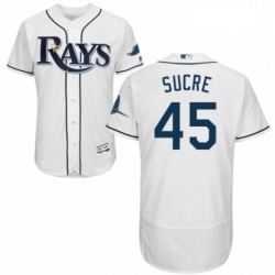Mens Majestic Tampa Bay Rays 45 Jesus Sucre Home White Home Flex Base Authentic Collection MLB Jersey
