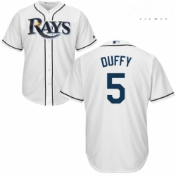 Mens Majestic Tampa Bay Rays 5 Matt Duffy Replica White Home Cool Base MLB Jersey