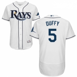 Mens Majestic Tampa Bay Rays 5 Matt Duffy White Flexbase Authentic Collection MLB Jersey