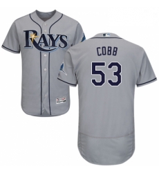 Mens Majestic Tampa Bay Rays 53 Alex Cobb Grey Road Flex Base Authentic Collection MLB Jersey