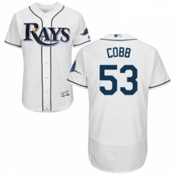 Mens Majestic Tampa Bay Rays 53 Alex Cobb Home White Flexbase Authentic Collection MLB Jersey