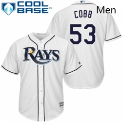 Mens Majestic Tampa Bay Rays 53 Alex Cobb Replica White Home Cool Base MLB Jersey