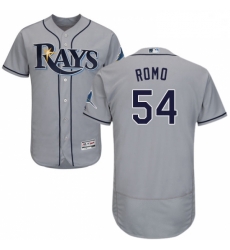 Mens Majestic Tampa Bay Rays 54 Sergio Romo Grey Flexbase Authentic Collection MLB Jersey