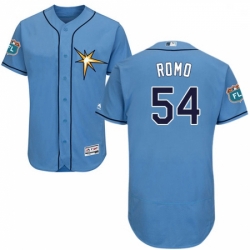 Mens Majestic Tampa Bay Rays 54 Sergio Romo Light Blue Flexbase Authentic Collection MLB Jersey