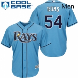 Mens Majestic Tampa Bay Rays 54 Sergio Romo Replica Light Blue Alternate 2 Cool Base MLB Jersey 