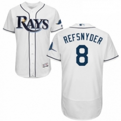 Mens Majestic Tampa Bay Rays 8 Rob Refsnyder Home White Home Flex Base Authentic Collection MLB Jersey