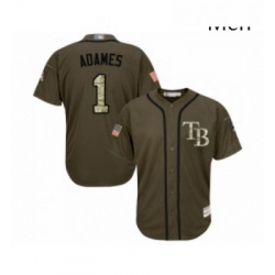 Mens Tampa Bay Rays 1 Willy Adames Authentic Green Salute to Service Baseball Jersey 