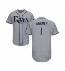 Mens Tampa Bay Rays 1 Willy Adames Grey Road Flex Base Authentic Collection Baseball Jersey