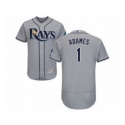 Mens Tampa Bay Rays 1 Willy Adames Grey Road Flex Base Authentic Collection Baseball Jersey
