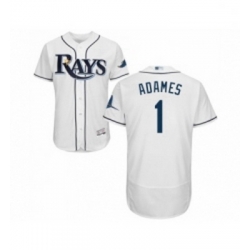 Mens Tampa Bay Rays 1 Willy Adames Home White Home Flex Base Authentic Collection Baseball Jersey