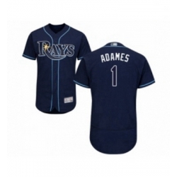 Mens Tampa Bay Rays 1 Willy Adames Navy Blue Alternate Flex Base Authentic Collection Baseball Jersey