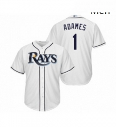 Mens Tampa Bay Rays 1 Willy Adames Replica White Home Cool Base Baseball Jersey 