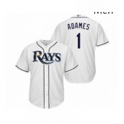 Mens Tampa Bay Rays 1 Willy Adames Replica White Home Cool Base Baseball Jersey 
