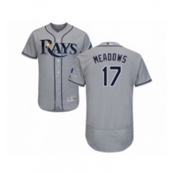 Mens Tampa Bay Rays 17 Austin Meadows Grey Road Flex Base Authentic Collection Baseball Jersey
