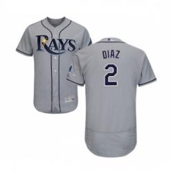 Mens Tampa Bay Rays 2 Yandy Diaz Grey Road Flex Base Authentic Collection Baseball Jersey
