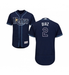 Mens Tampa Bay Rays 2 Yandy Diaz Navy Blue Alternate Flex Base Authentic Collection Baseball Jersey