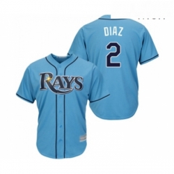 Mens Tampa Bay Rays 2 Yandy Diaz Replica Light Blue Alternate 2 Cool Base Baseball Jersey 