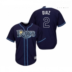 Mens Tampa Bay Rays 2 Yandy Diaz Replica Navy Blue Alternate Cool Base Baseball Jersey 