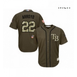 Mens Tampa Bay Rays 22 Christian Arroyo Authentic Green Salute to Service Baseball Jersey 