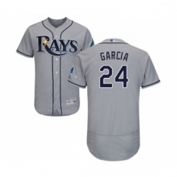 Mens Tampa Bay Rays 24 Avisail Garcia Grey Road Flex Base Authentic Collection Baseball Jersey