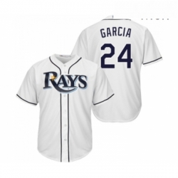 Mens Tampa Bay Rays 24 Avisail Garcia Replica White Home Cool Base Baseball Jersey 