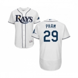 Mens Tampa Bay Rays 29 Tommy Pham Home White Home Flex Base Authentic Collection Baseball Jersey