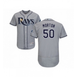 Mens Tampa Bay Rays 50 Charlie Morton Grey Road Flex Base Authentic Collection Baseball Jersey