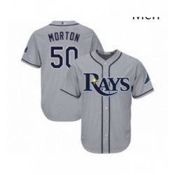 Mens Tampa Bay Rays 50 Charlie Morton Replica Grey Road Cool Base Baseball Jersey 