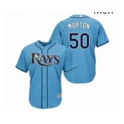 Mens Tampa Bay Rays 50 Charlie Morton Replica Light Blue Alternate 2 Cool Base Baseball Jersey 