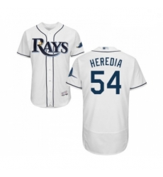 Mens Tampa Bay Rays 54 Guillermo Heredia Home White Home Flex Base Authentic Collection Baseball Jersey