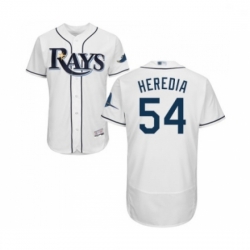 Mens Tampa Bay Rays 54 Guillermo Heredia Home White Home Flex Base Authentic Collection Baseball Jersey